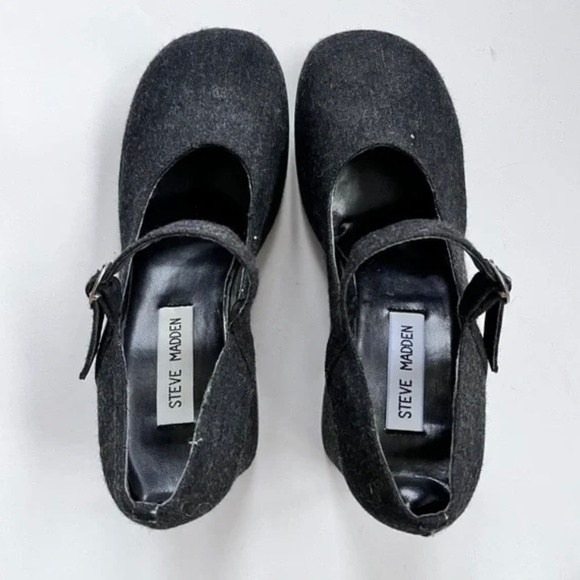Vintage 90s Steve Madden Gray Mary Jane Chunky Heel Women’s Shoes Size 7.5 - Picture 10 of 14